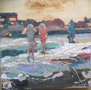 Beach with Grandkids by Ginny Parsons